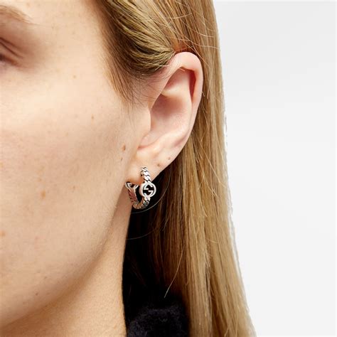 gucci hoops silver|Gucci Interlocking hoop earrings in 925 sterling silver .